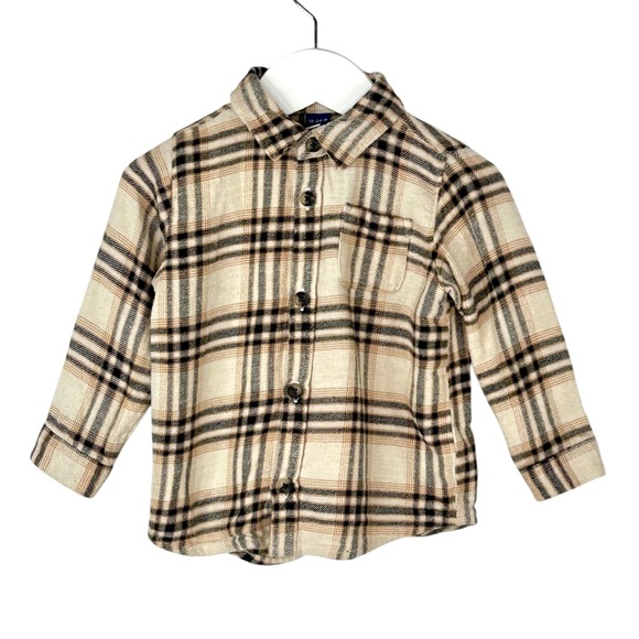 Old Navy Other - Old Navy Black And Tan Plaid Button-Down 18-24 Months